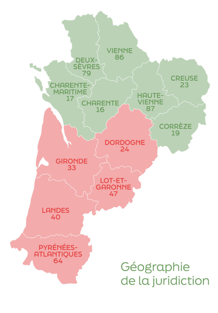 Carte juridiction provinces Bordeaux et Poitiers