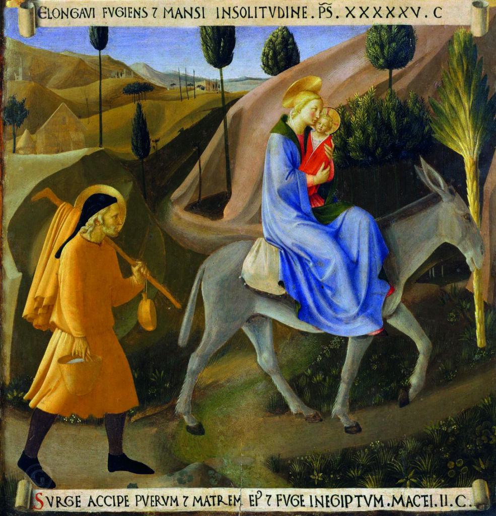 La Fuite en Égypte, Fra Angelico, 1451-1453, tempera sur bois, 39 x 37 cm, Musée National San Marco, Florence, Italie.

